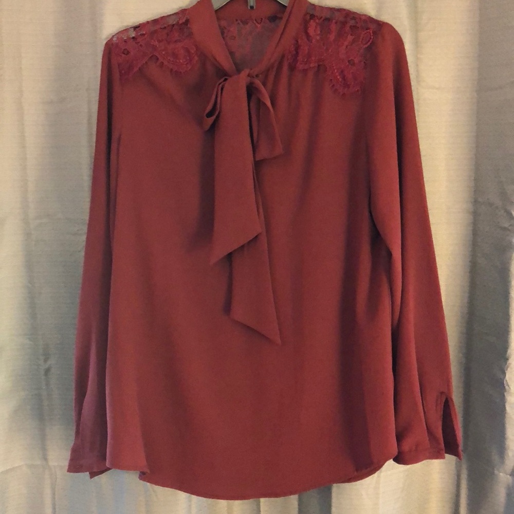 Long Sleeve Mossimo Tie Neck Blouse